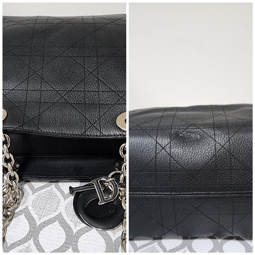 CHRISTIAN DIOR Grained Calfskin Leather Cannage Quilted Medium Ultradior Tote Ba - Picture 7 of 14